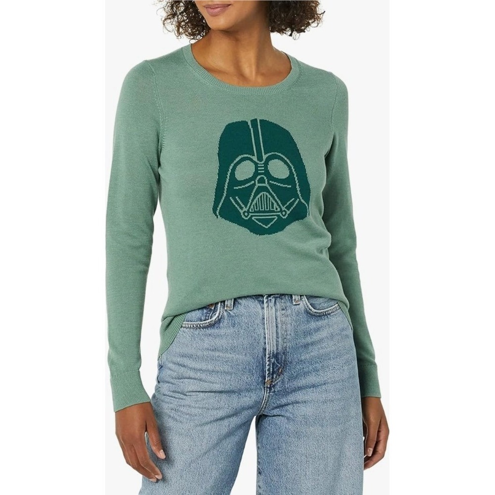 Star Wars Darth Vader Sage Green Cotton Knit‎ Sweater  Large NWT